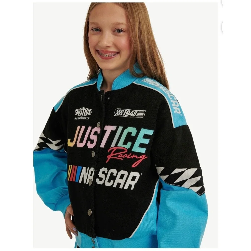 Girls racing jacket large 12/14 NASCAR X JUSTICE